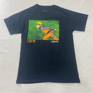 Naruto Anime Black Graphic Tee T-shirt Size Medium “Running” Y2K